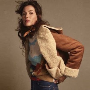Anthropologie teddy suede winter coat
